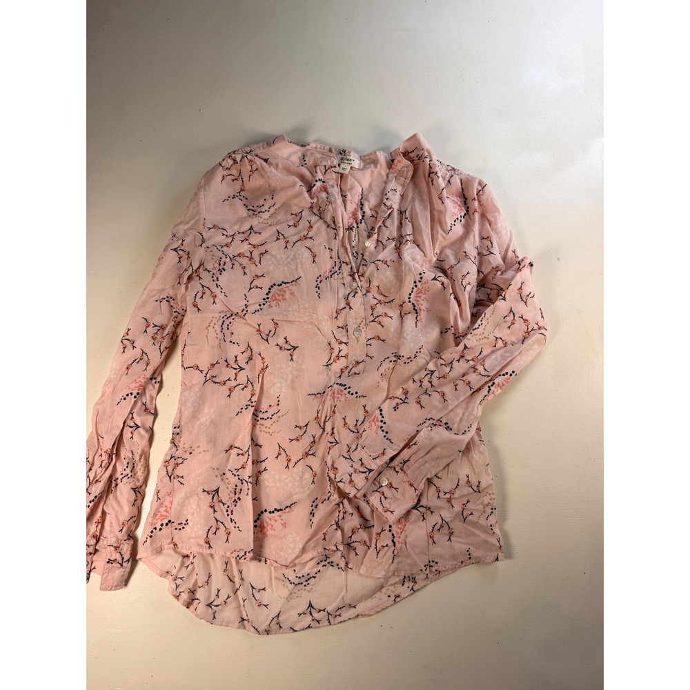 Dylan Floral Blouse Womens XS Pink Excellent Cotton Gauze Henley Long Sleeve